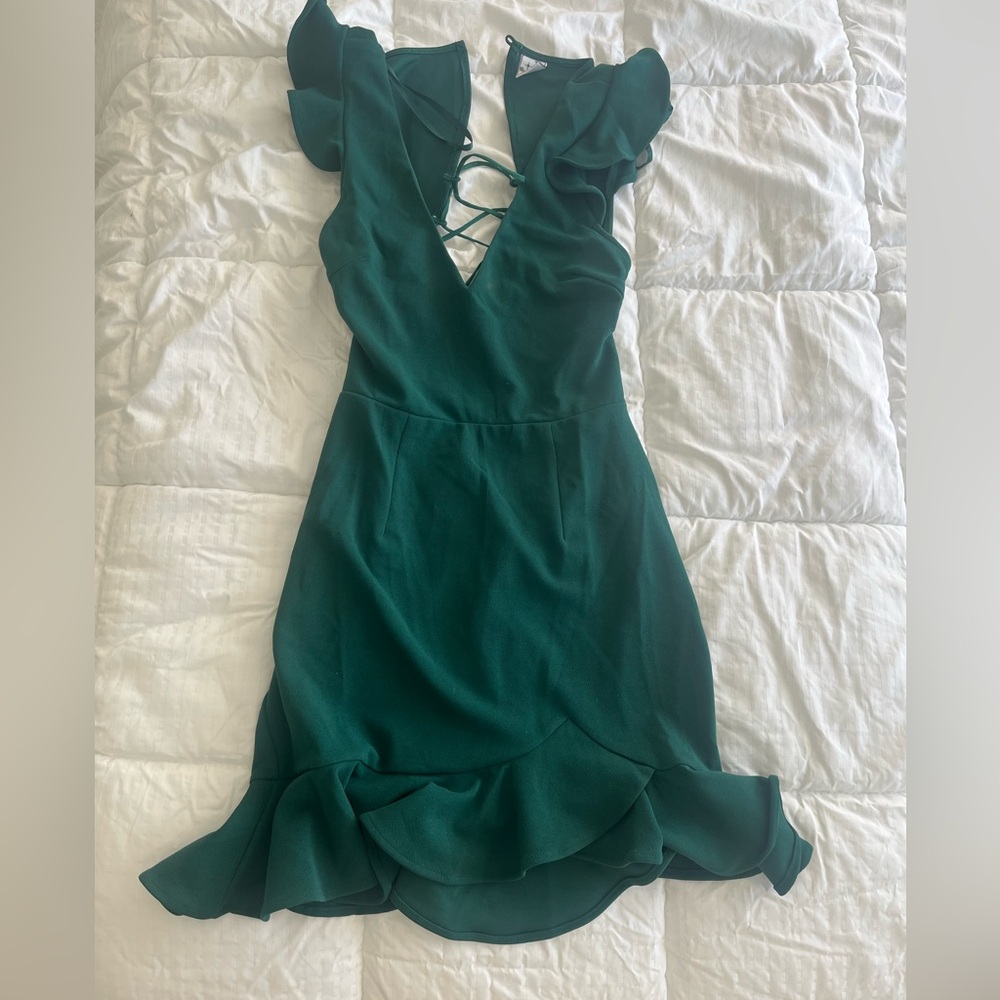 Lulus green mini ruffle dress